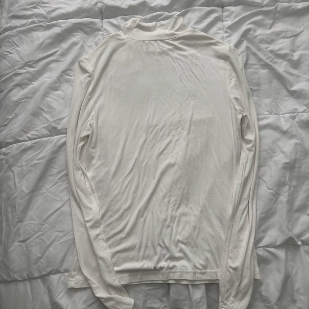 White Long Sleeve Turtleneck Top